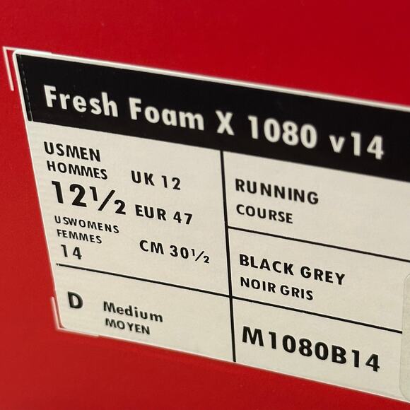 New Balance Men\'s Fresh Foam X 1080v14 Black‎ Grey Shoes Size 12.5